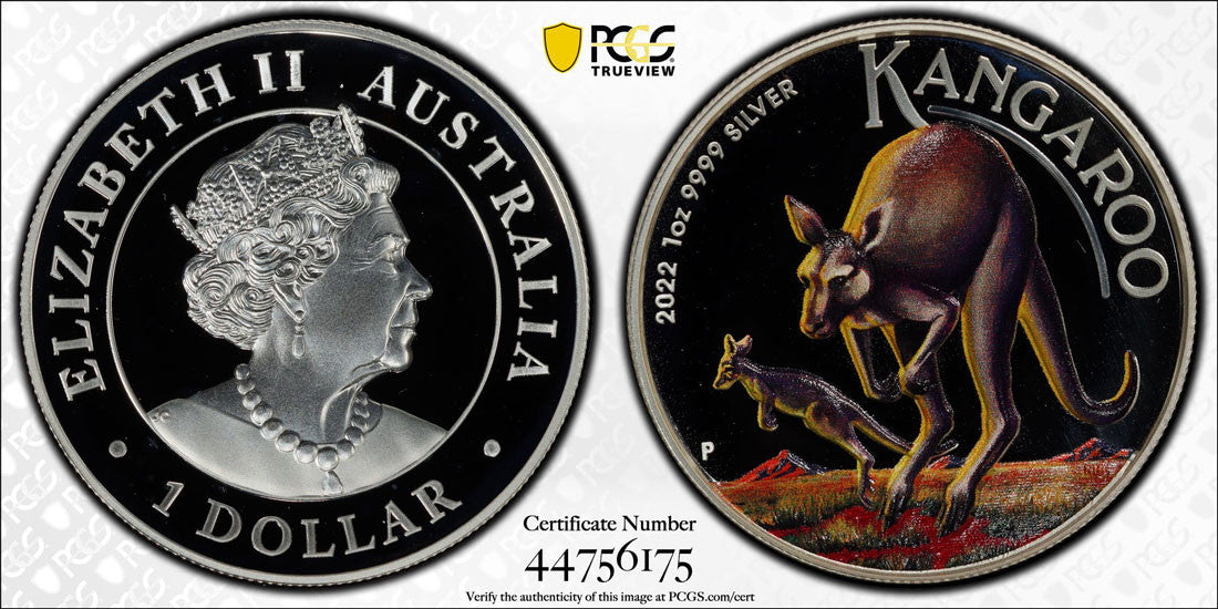 2022-P $1 Kangaroo Colorized 1oz High Relief PR69 DCAM