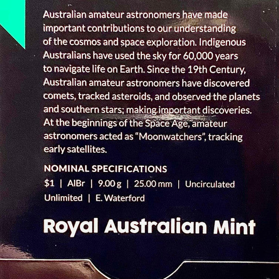 Royal Australian Mint 2024 Out of This World Australia in Space C Mintmark $1 King Charles III Counterstamp UNC Coin