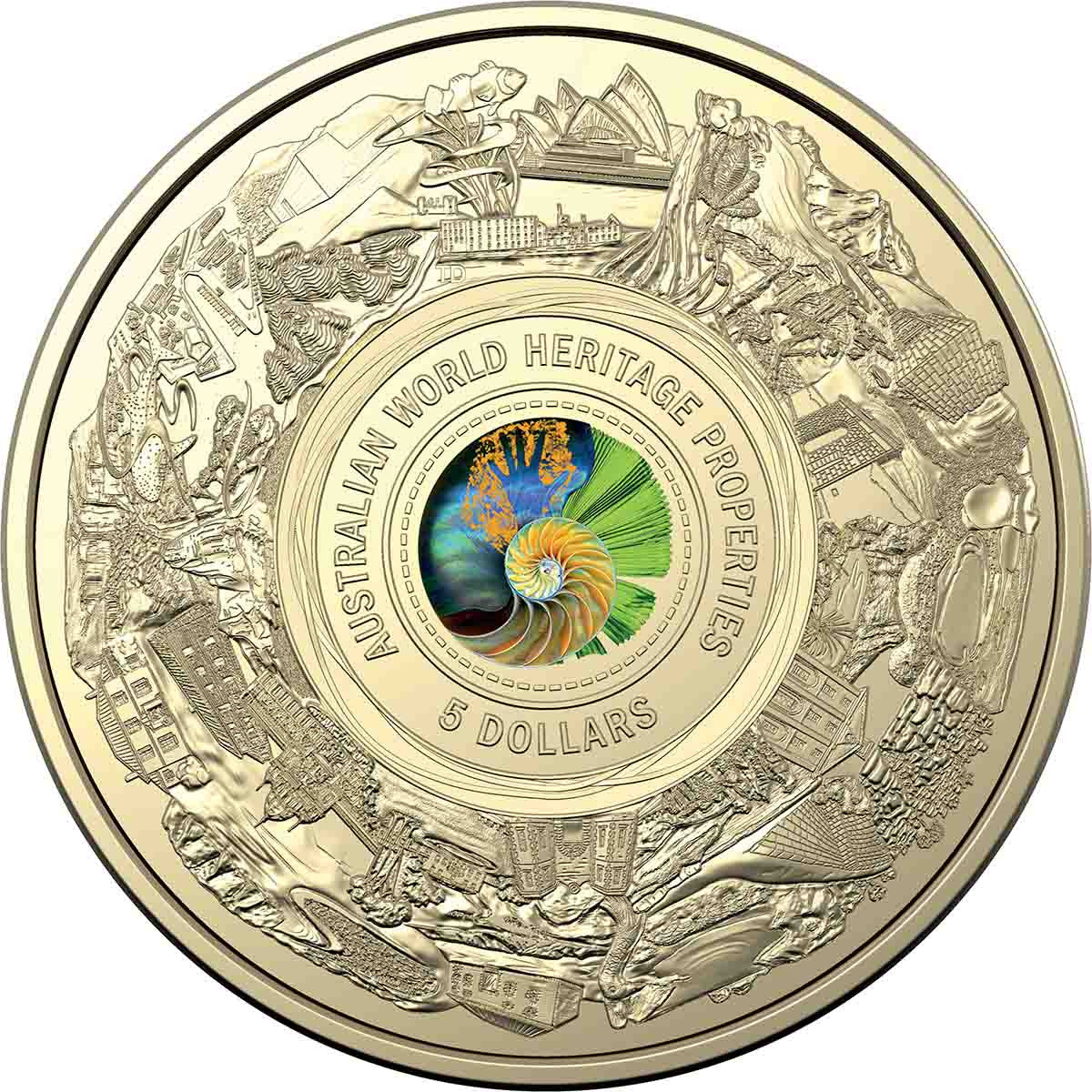 Royal Australian Mint  Australian World Heritage Sites 2023 $5 Colour Frosted Uncirculated Coin