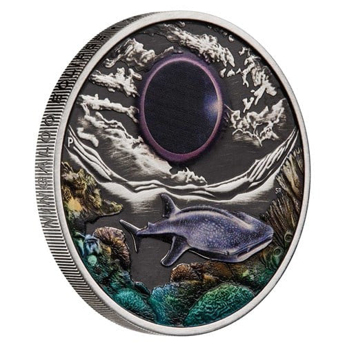 2023 Ningaloo Solar Eclipse 2 oz 99.99% Ag Antiqued Coloured Coin