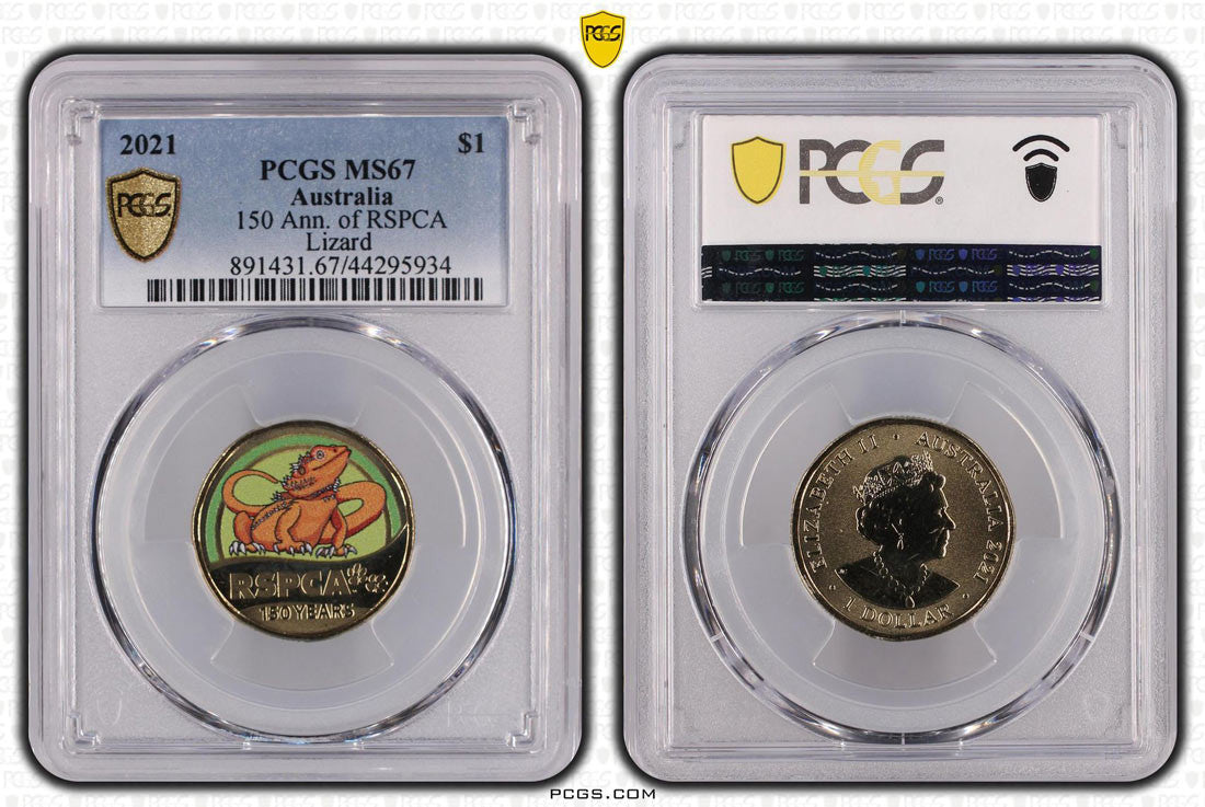 150 Ann. of RSPCA Lizard $1 PCGS MS67