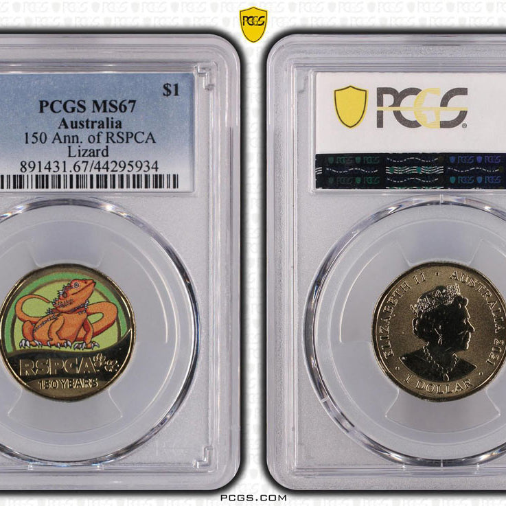 150 Ann. of RSPCA Lizard $1 PCGS MS67