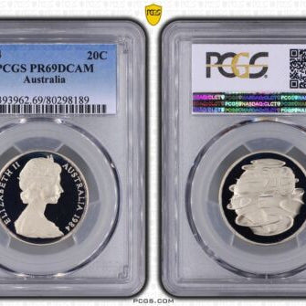 1984 Australian 20c PCGS PR69DCAM Proof Coin
