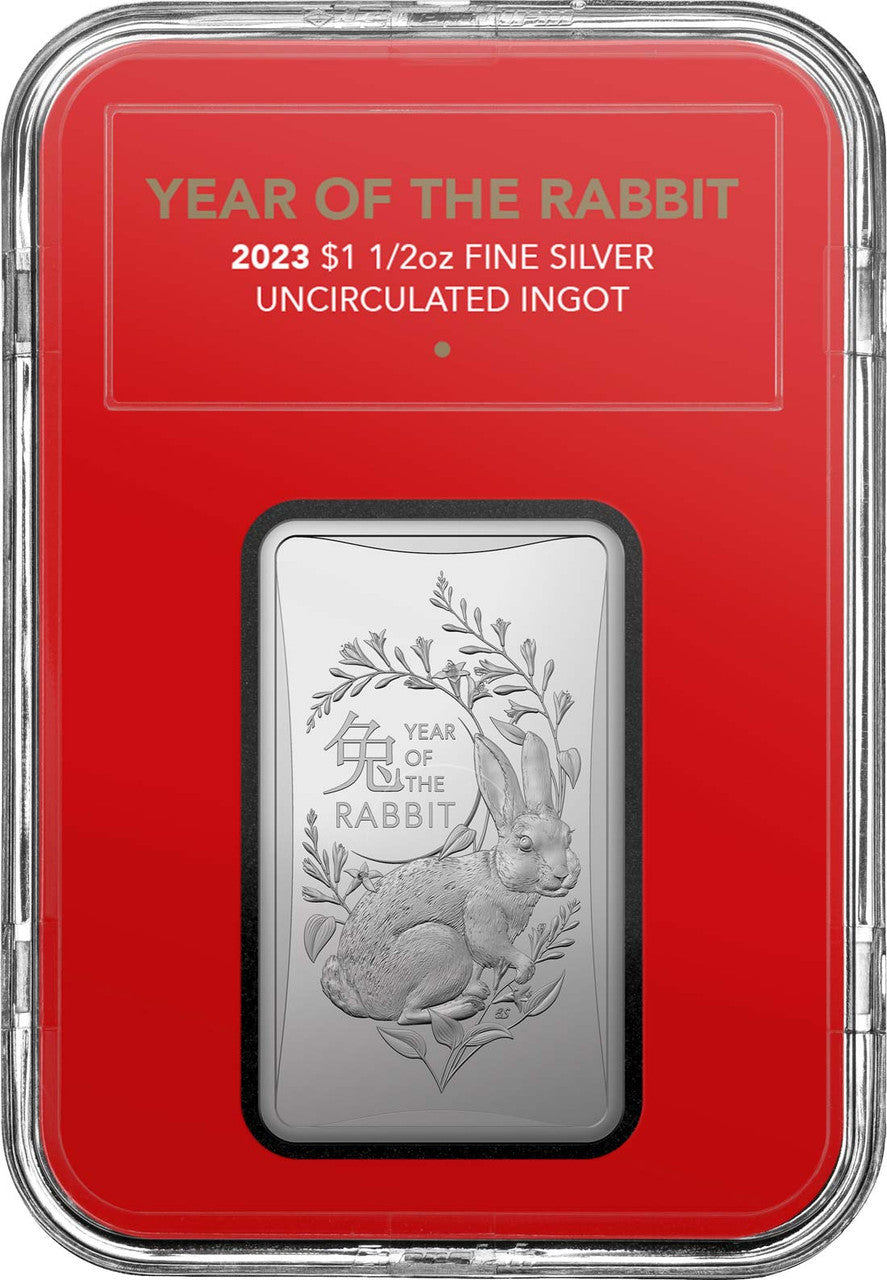 Year of the Rabbit 2023 $1 Silver Frosted Unc 1/2oz Ingot