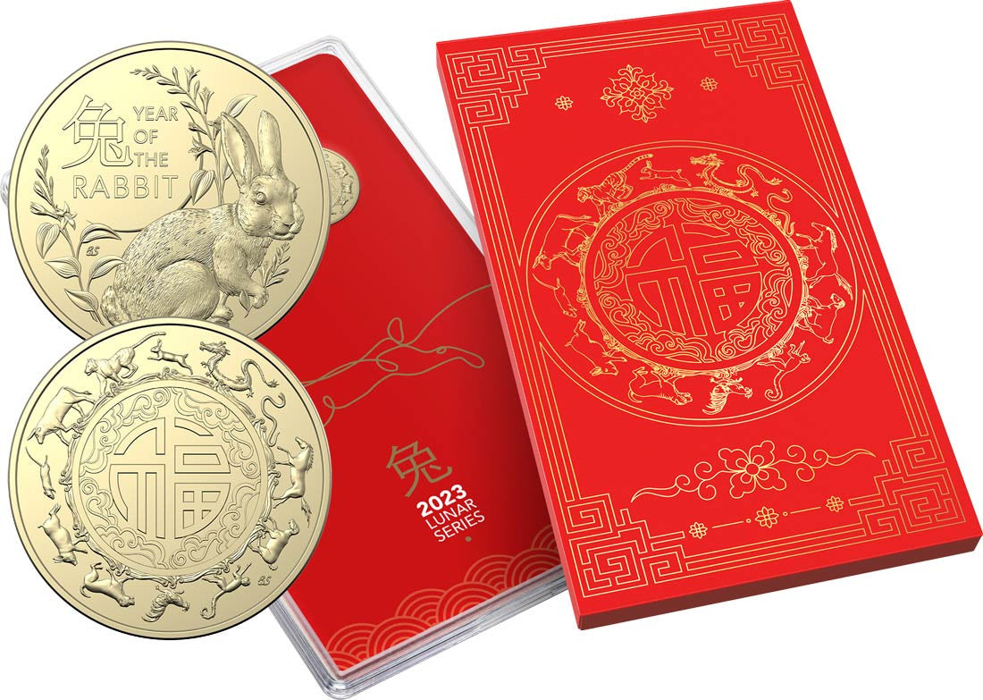 Year of the Rabbit 2023 $1 Unc Two Coin Set