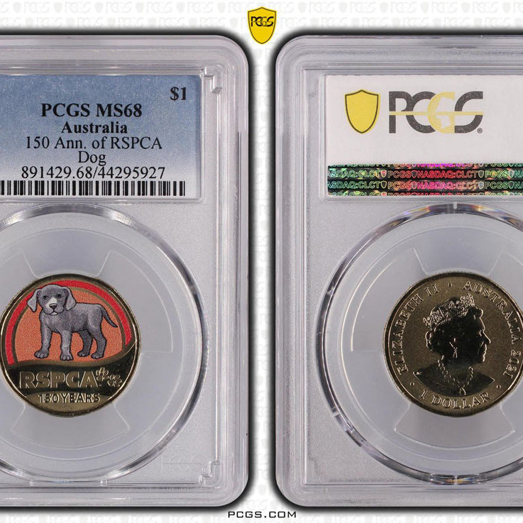 150 Ann. of RSPCA Dolphin $1 PCGS MS68