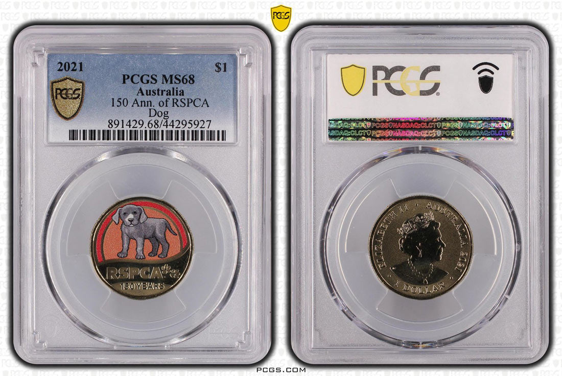 150 Ann. of RSPCA Dolphin $1 PCGS MS68