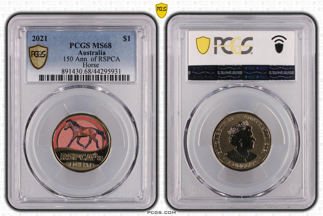 150 Ann. of RSPCA Horse $1 PCGS MS68