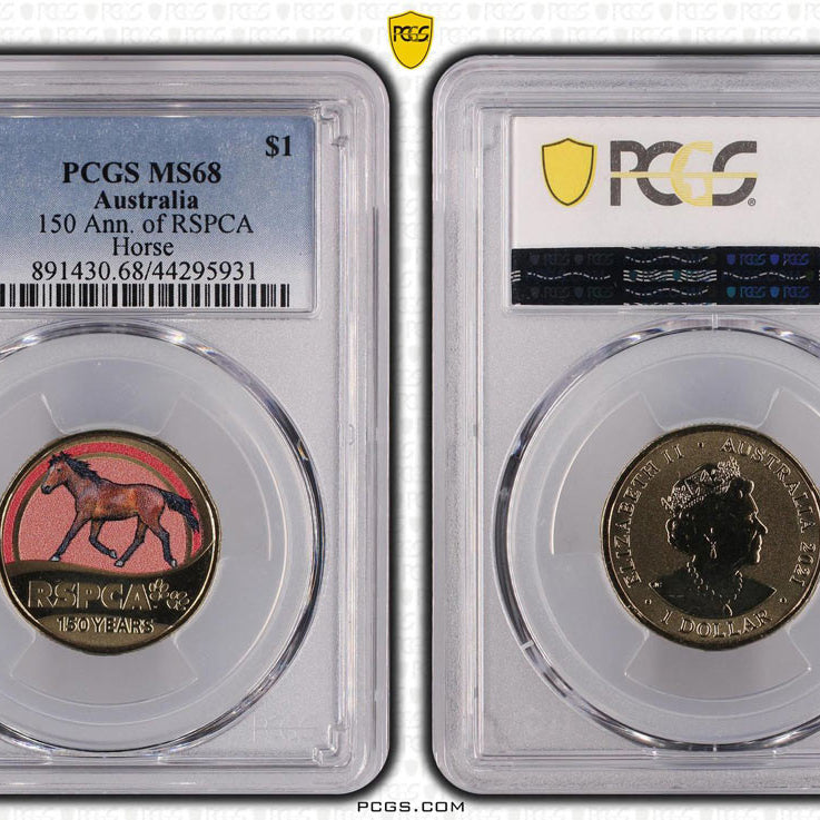 150 Ann. of RSPCA Horse $1 PCGS MS68