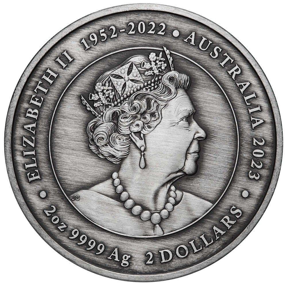 Perth Mint Australian Yongka 2023 2 oz Silver Antiqued Coloured
