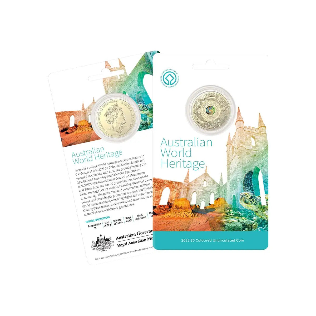 Royal Australian Mint  Australian World Heritage Sites 2023 $5 Colour Frosted Uncirculated Coin
