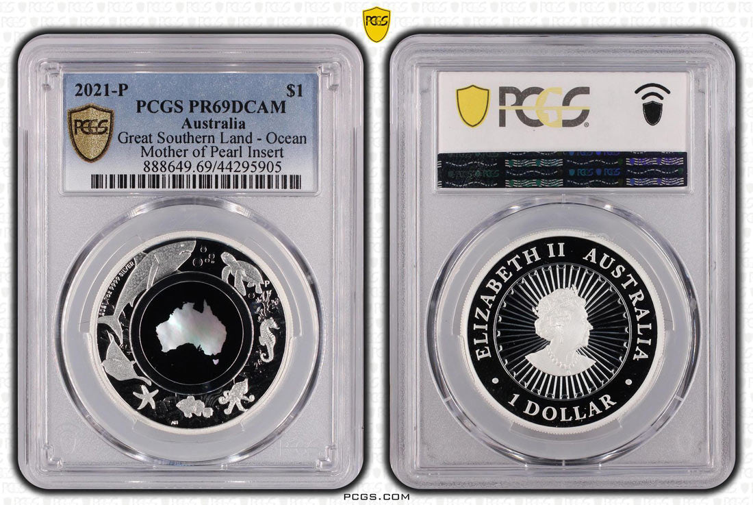 Great Southern Land 2021-P Silver $1 Mother of Pearl PCGS PR69 DCAM