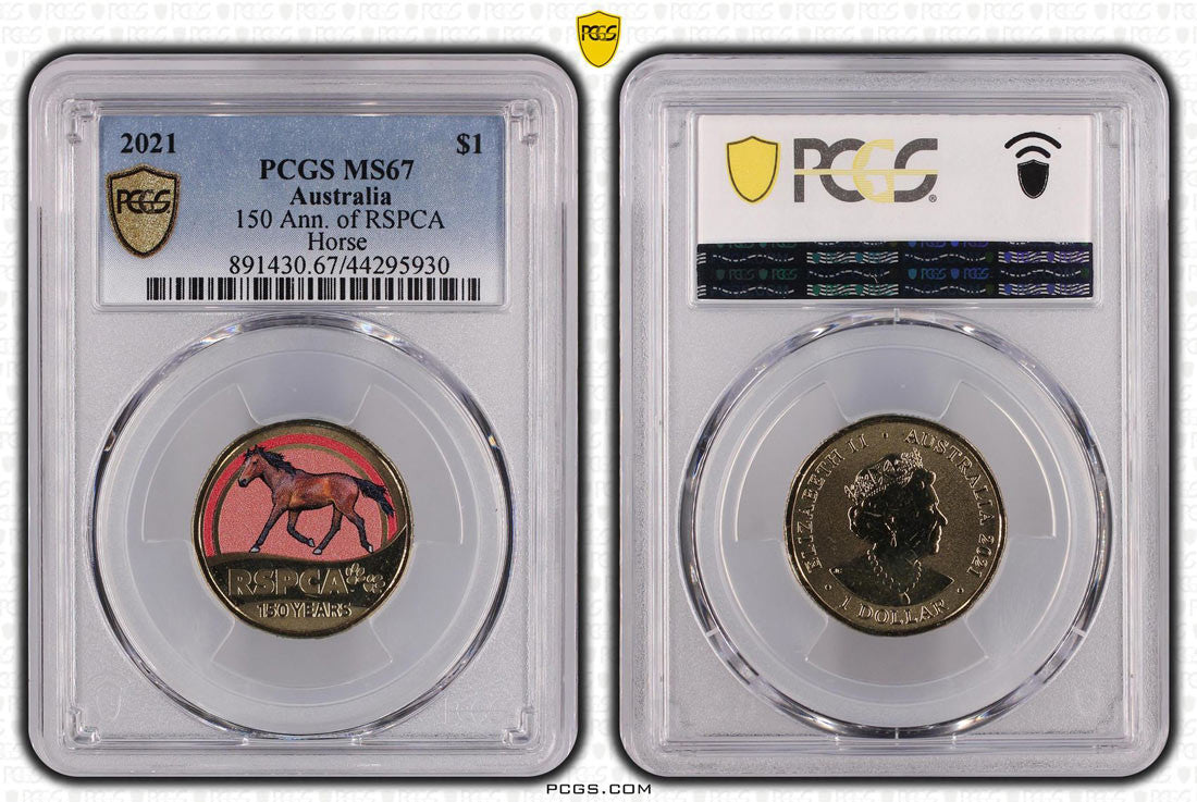 150 Ann. of RSPCA Horse $1 PCGS MS67