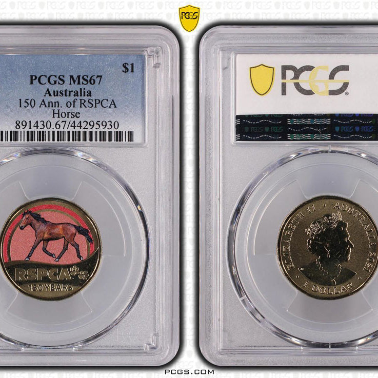 150 Ann. of RSPCA Horse $1 PCGS MS67
