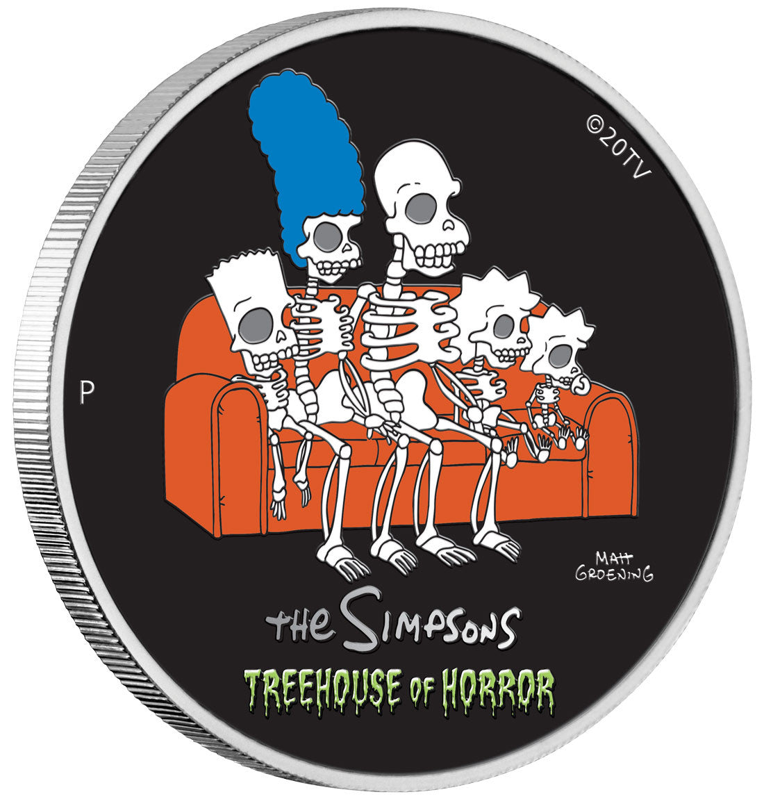 The Simpsons Treehouse of Horror 2022 1oz Silver Coloured Coin