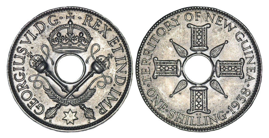 1938 One Shilling George VI New-Guinea EF-aUNC