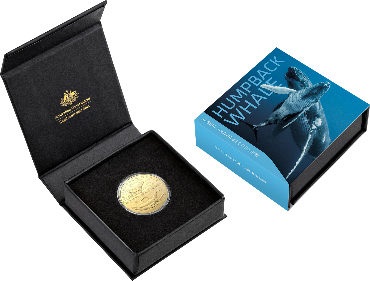 Royal Australian Mint 2023 $100 1oz Gold Coin – Australian Antarctic Territory – Humpback Whale