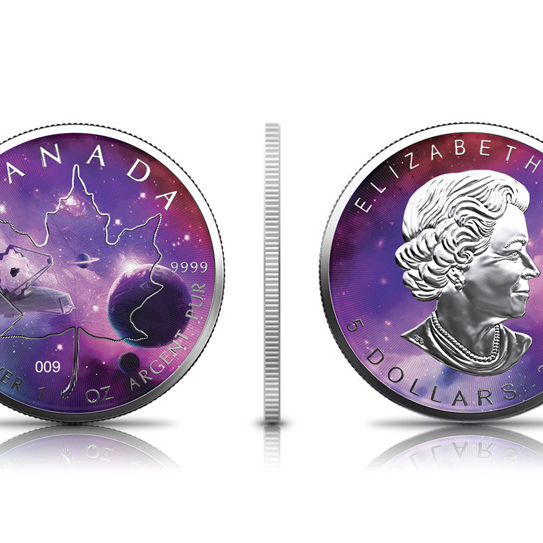 Canada 2022 Maple Leaf 1oz .9999 Silver BU Coin - Glowing Galaxy IV