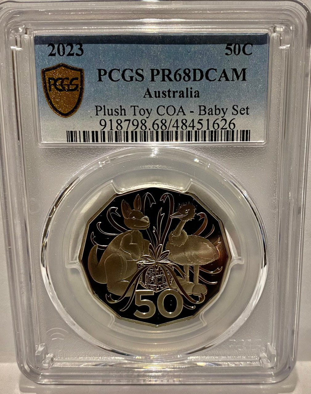Royal Australian Mint 2023 Plush Toy COA - Baby Set 50c Coin - PCGS PR68DCAM