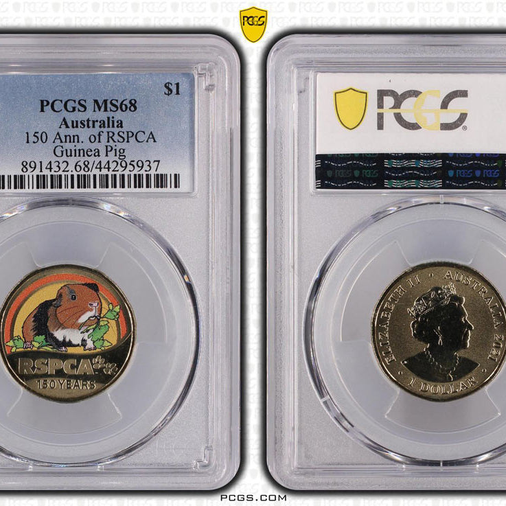 150 Ann. of RSPCA Guinea Pig $1 PCGS MS68 POP 8/1