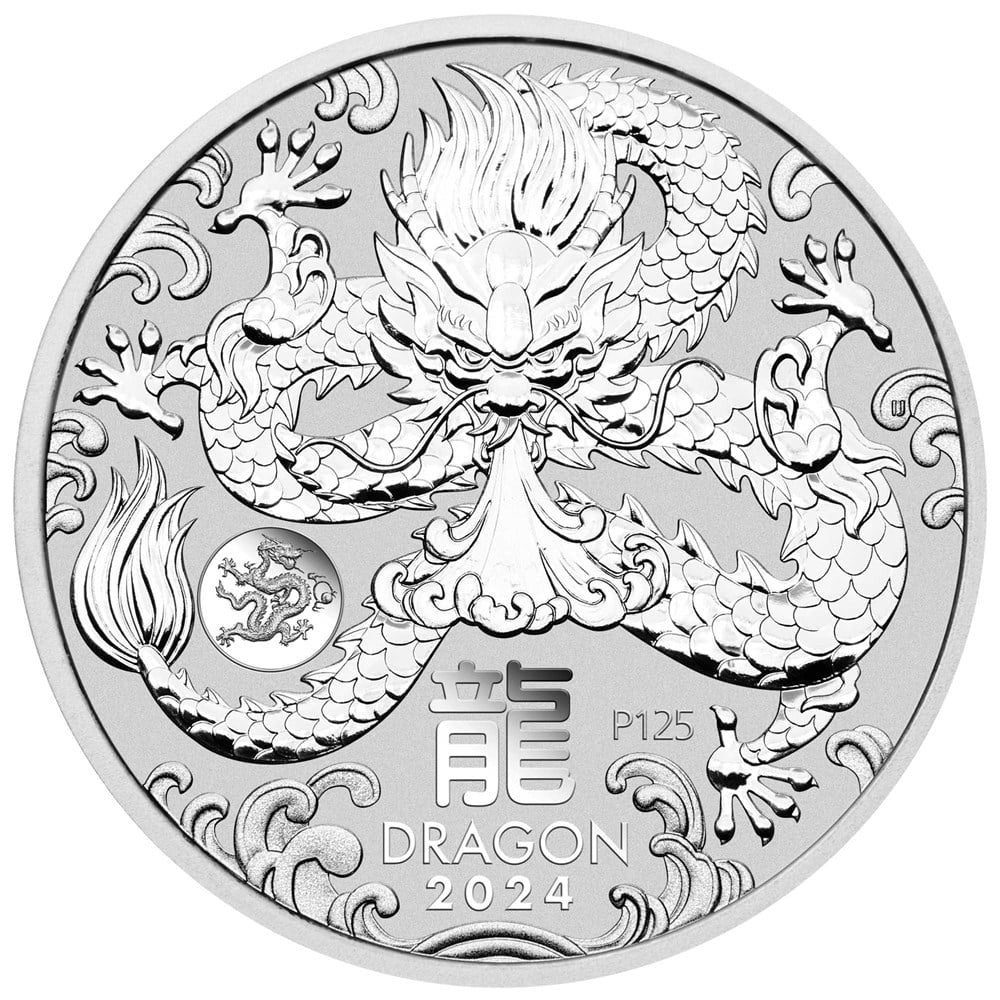 Perth Mint Lunar series III Year of the Dragon 2024 1 oz Silver Bullion Coin with Dragon Privy