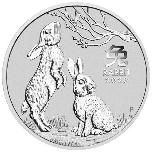 Perth Mint Australian Lunar Series III 2023 Year of the Rabbit $2 2 oz Silver Bullion Coin