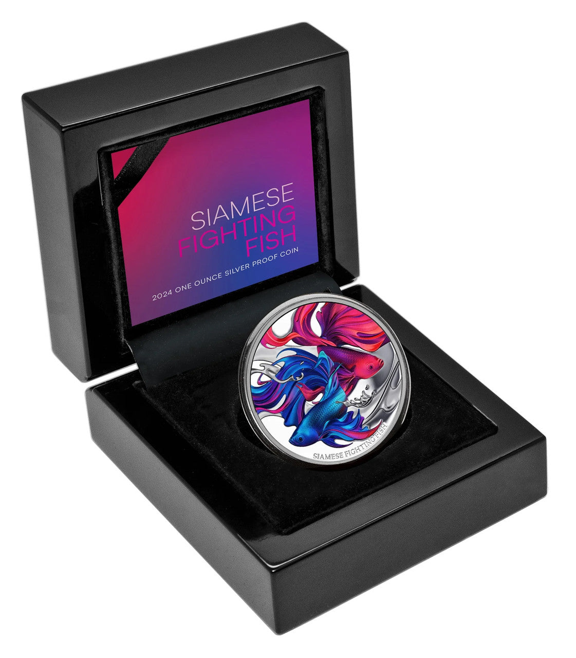 Siamese Fighting Fish 2024 $1 1 oz Silver Proof Coin