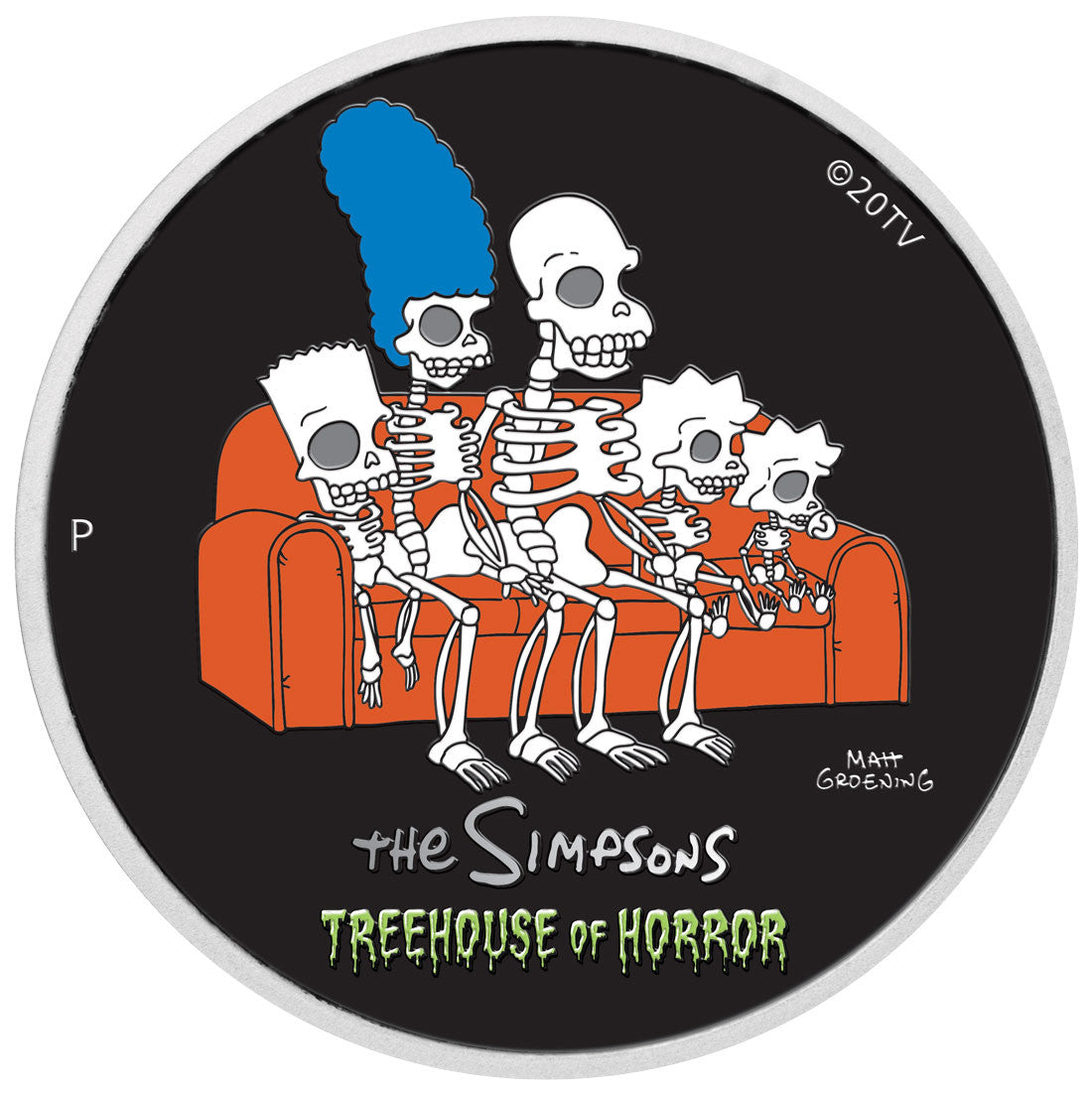 The Simpsons Treehouse of Horror 2022 1oz Silver Coloured Coin