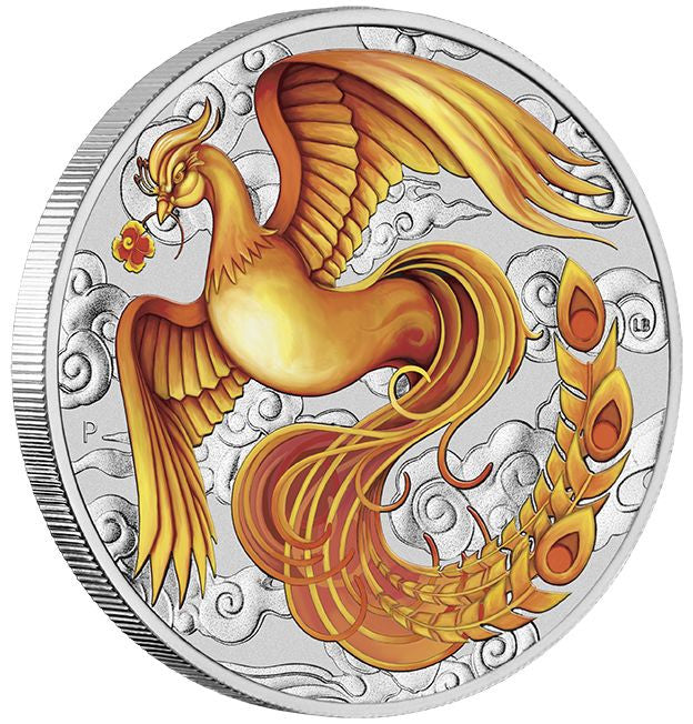 Perth Mint Chinese Myths and Legends - Phoenix 1 oz Red and Gold Coloured Silver 2022 Coin