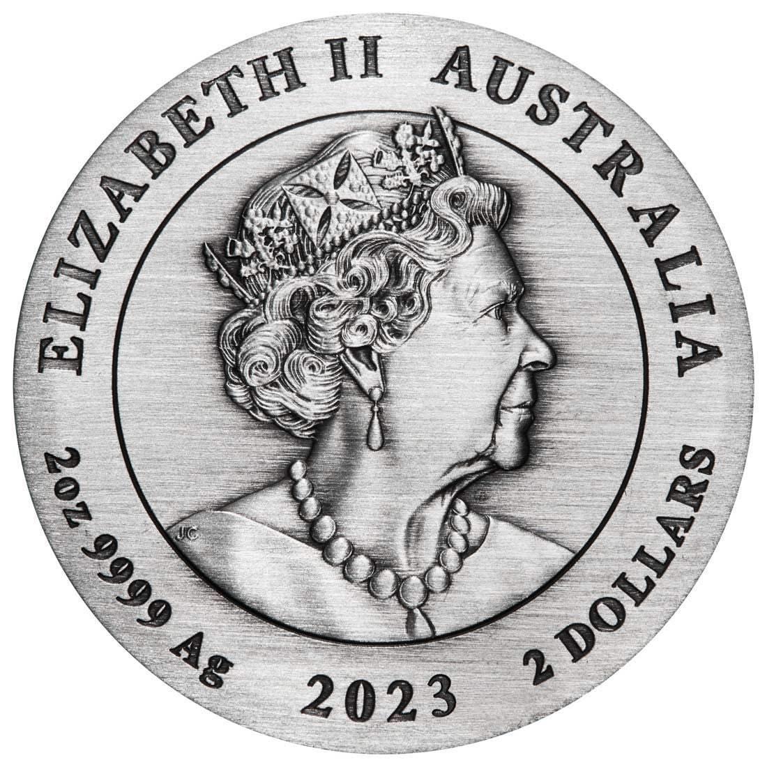 AUSTRALIAN LUNAR SERIES III 2023 YEAR OF THE RABBIT 2oz SILVER ANTIQUED COIN
