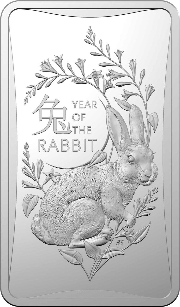 Year of the Rabbit 2023 $1 Silver Frosted Unc 1/2oz Ingot