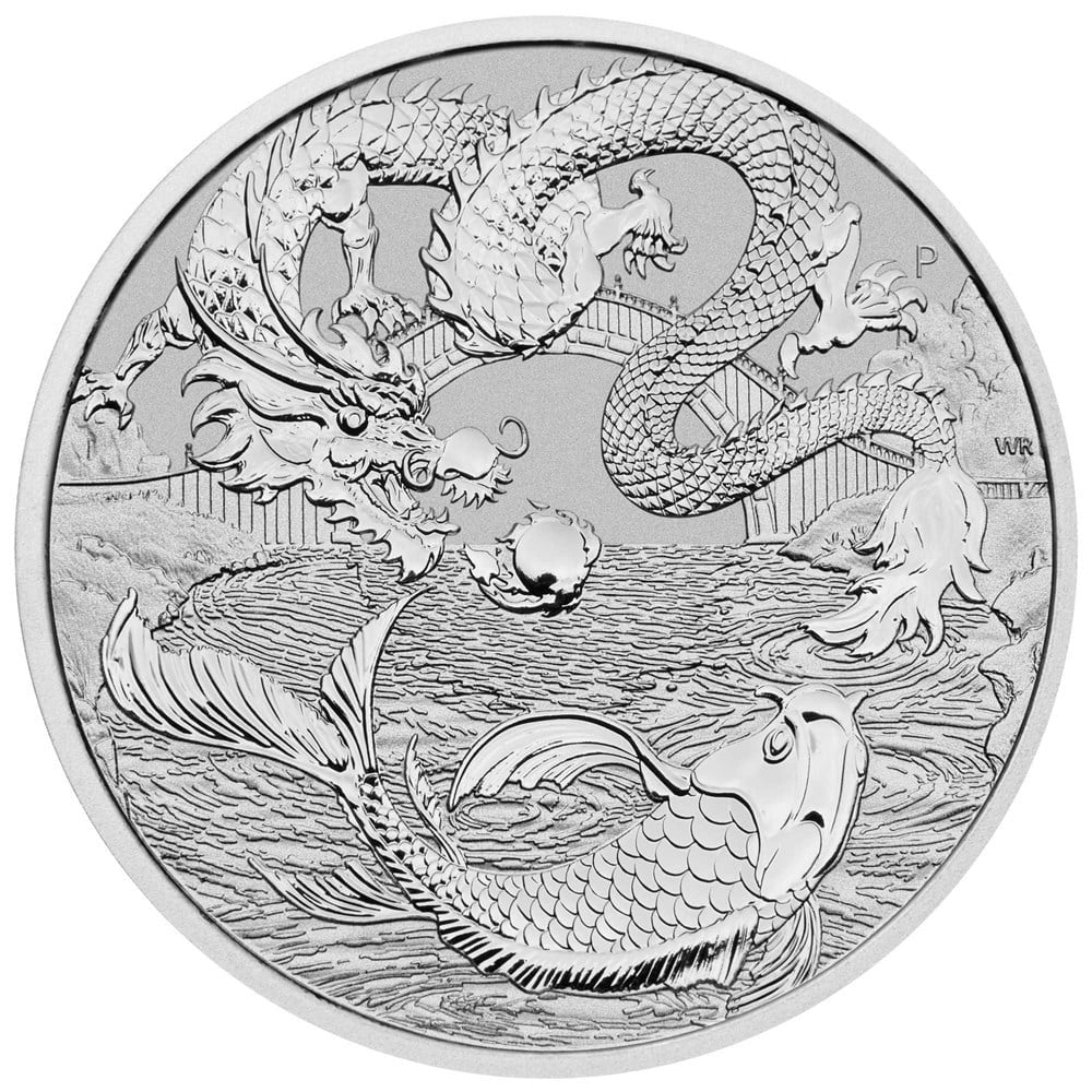 Perth Mint Chinese Myths and Legends Dragon & Koi 1 oz Silver 2023