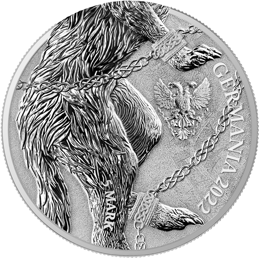 Fenrir - The Germania Beasts - 1oz Silver BU Coin - - 2 Coin Set With Dual Capsule