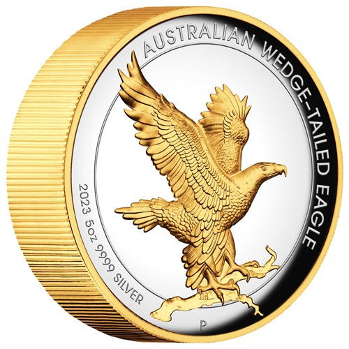 Perth Mint Wedge Tailed Eagle 5oz 2023 Silver Proof High Relief Gilded Coin