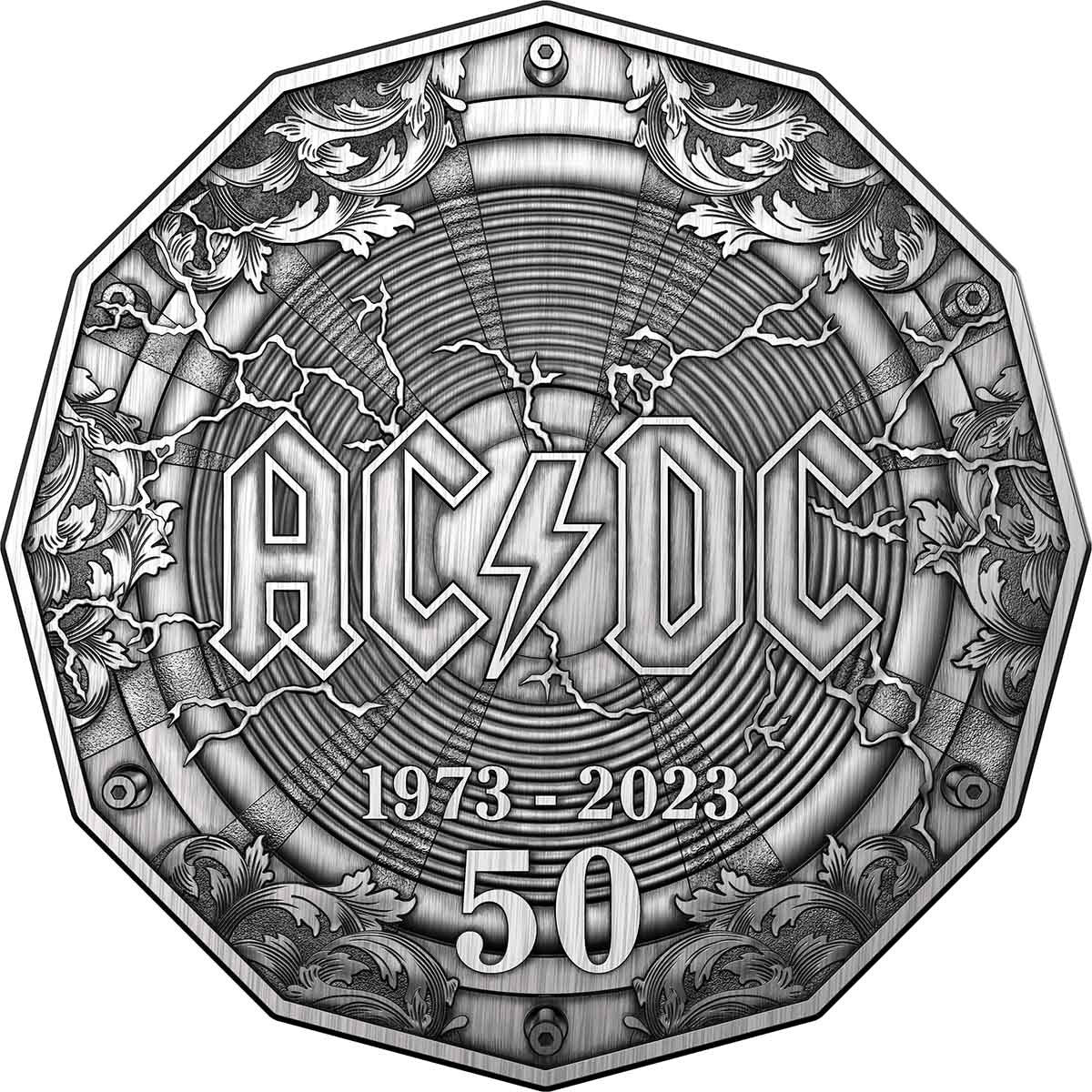 Royal Australian Mint AC/DC 2023 50c 50th Anniversary Silver Antique Coin