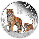 Perth Mint 2022 Year of the Tiger 2 oz Silver Coloured Coin - Lunar Series III