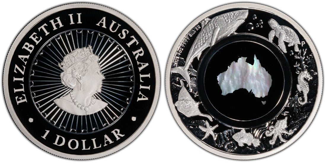 Great Southern Land 2021-P Silver $1 Mother of Pearl PCGS PR70 DCAM POP 18/0