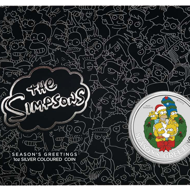 The Simpsons Season’s Greetings 2022 1oz Silver Coloured Coin In Card