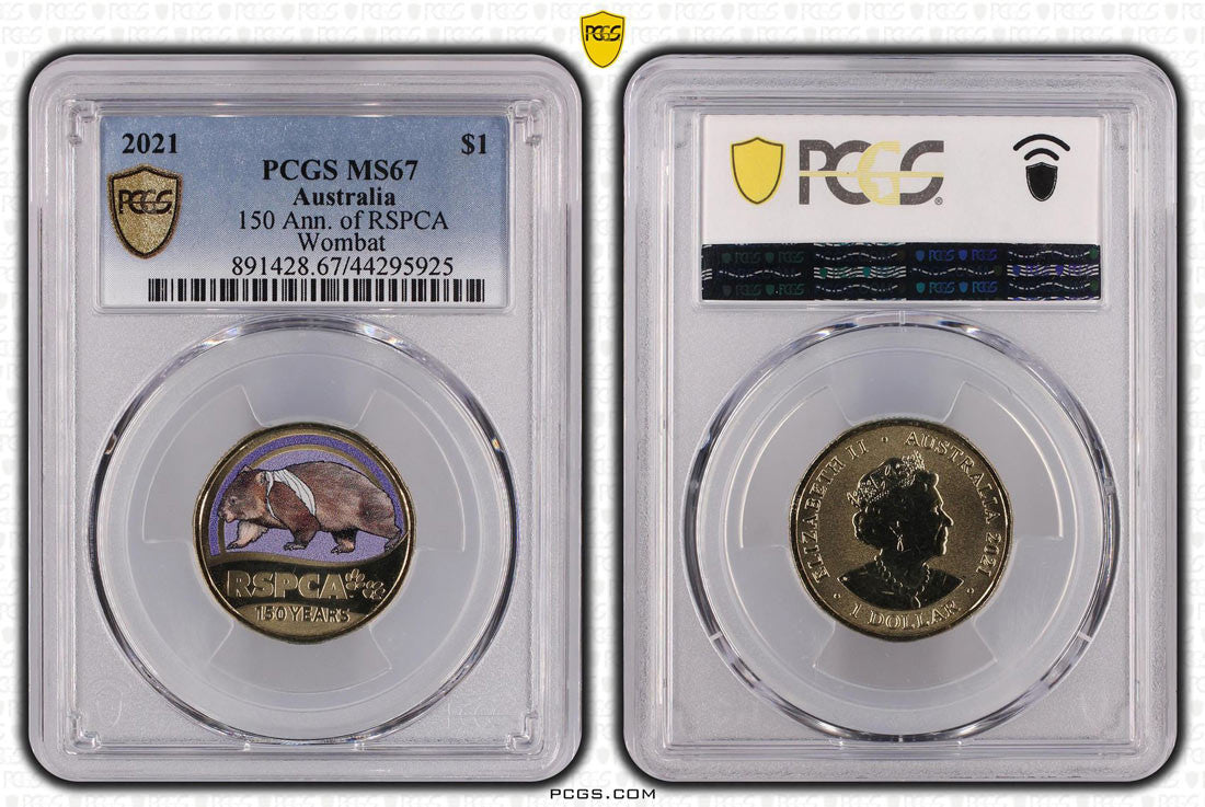150 Ann. of RSPCA  Wombat $1 PCGS MS67