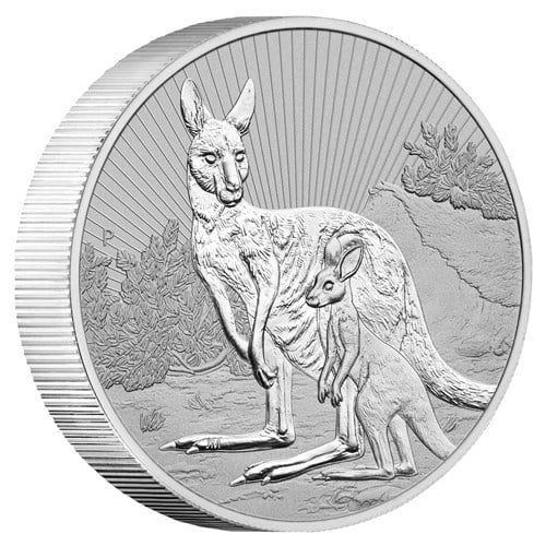 Perth Mint Silver Kangaroo Mother  and Baby Piedfort $2 2 oz Silver 2023 Coin
