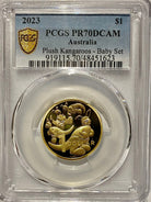 Royal Australian Mint 2023 Plush Kangaroos - Baby Set $1 coin PCGS PR70DCAM