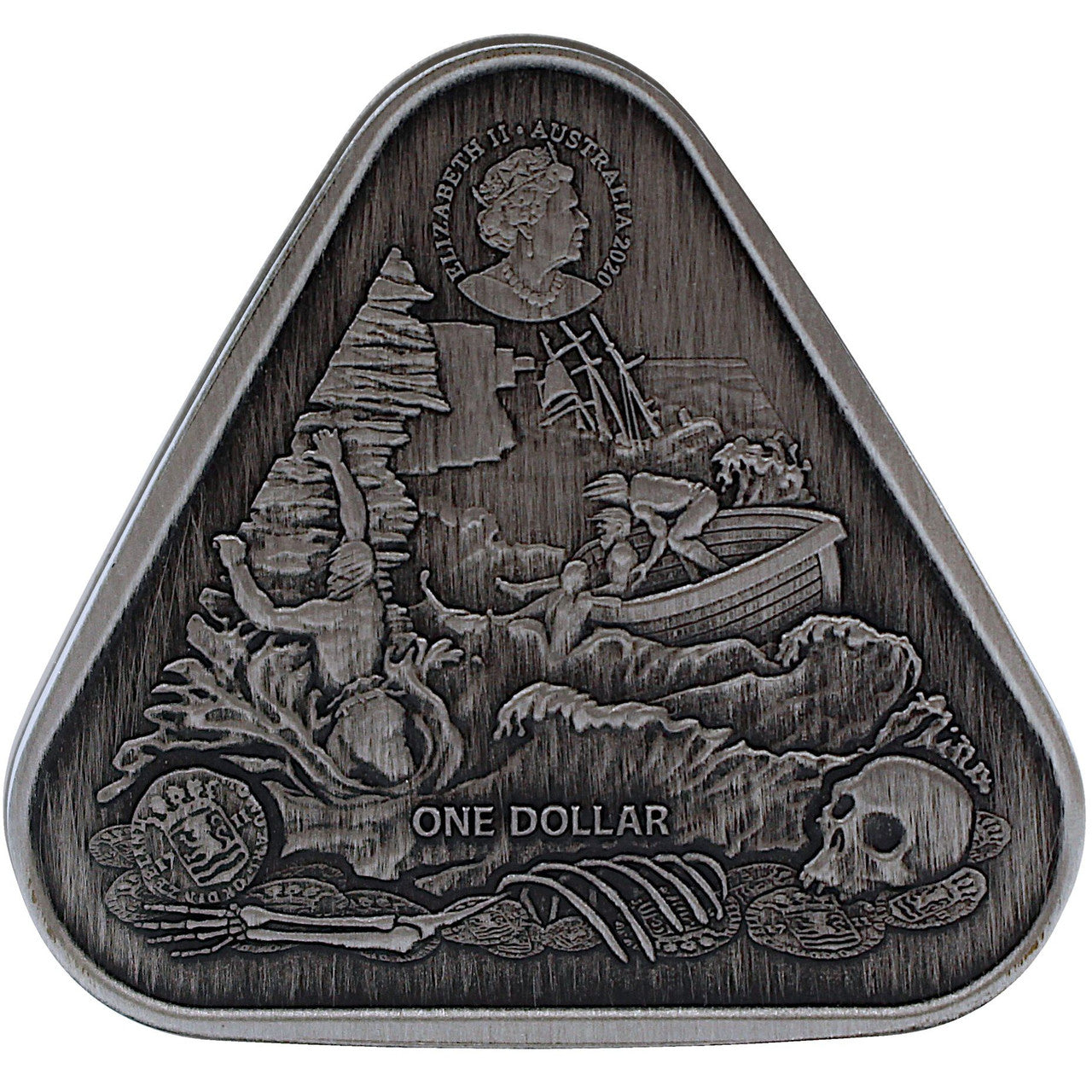 2020オーストラリア難破船Zuytdorp三角1オンスシルバー$ 1 2020 1oz .999 Silver Antiqued BU Coin - Australian Shipwreck
