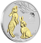 Year of the Rabbit  2023 1oz Silver Gilded Coin - Australian Lunar Series III