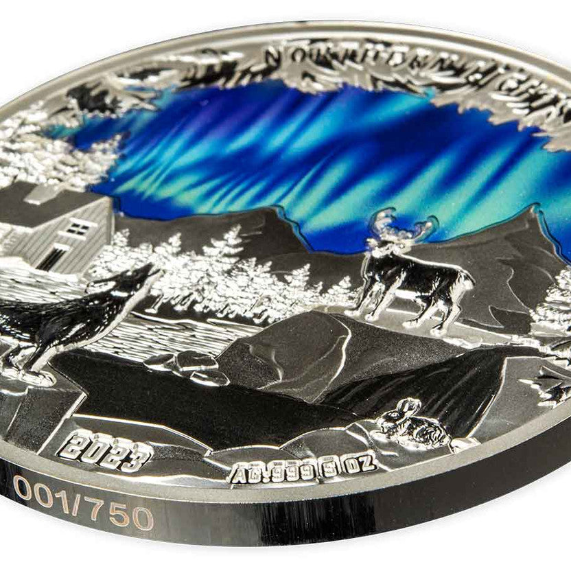 Northern Lights 2023 $5 Colour 5oz Silver Prooflike Coin