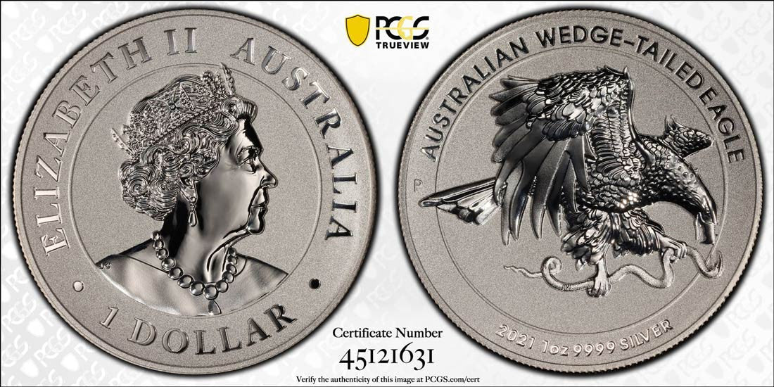 2021-P $1 Wedge-Tailed Eagle High Relief Revers Proof PR70