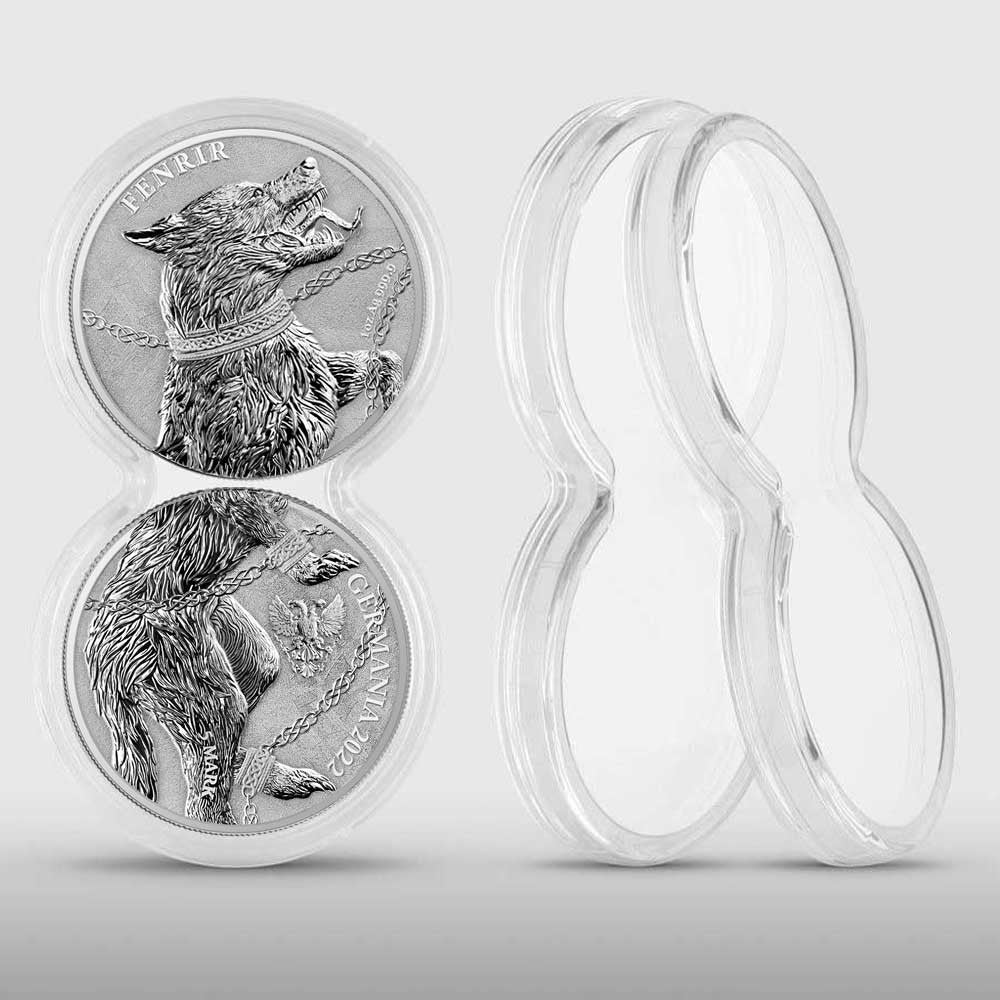 Fenrir - The Germania Beasts - 1oz Silver BU Coin - - 2 Coin Set With Dual Capsule