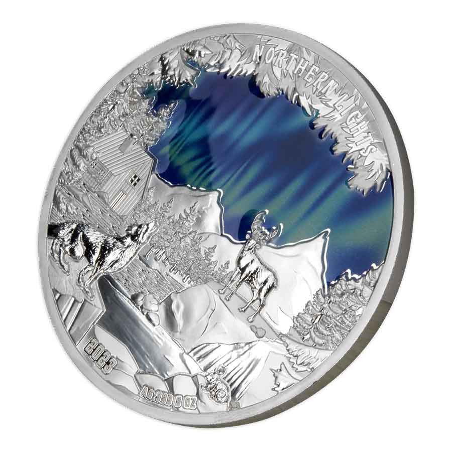 Northern Lights 2023 $5 Colour 5oz Silver Prooflike Coin