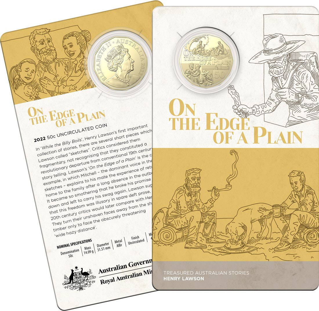 2022 50c Albr Uncirculated Coin – Henry Lawson - On the Edge of Plain