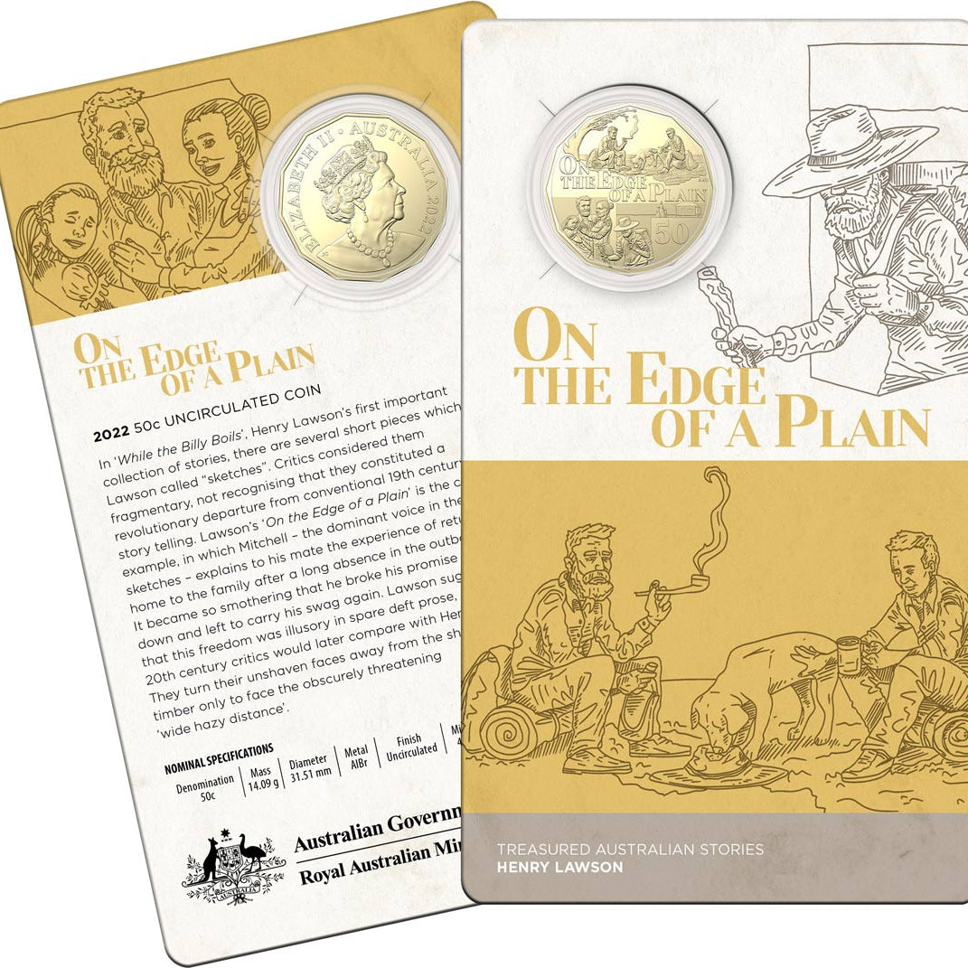 2022 50c Albr Uncirculated Coin – Henry Lawson - On the Edge of Plain