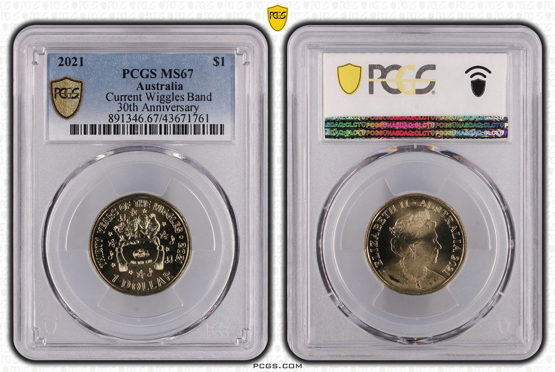 2021 $1 Current Wiggles Band 30th Anniversary PCGS MS67